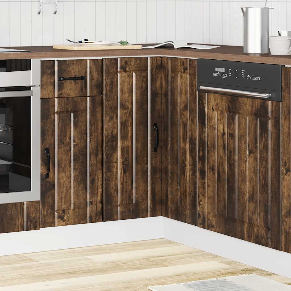 vidaXL Kitchen Corner Base Cabinet "Lucca" Smoked Oak Engineered Wood