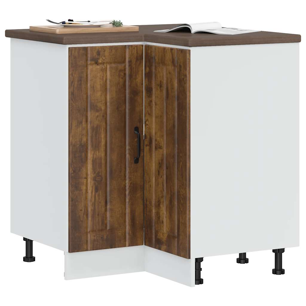 vidaXL Kitchen Corner Base Cabinet "Lucca" Smoked Oak Engineered Wood