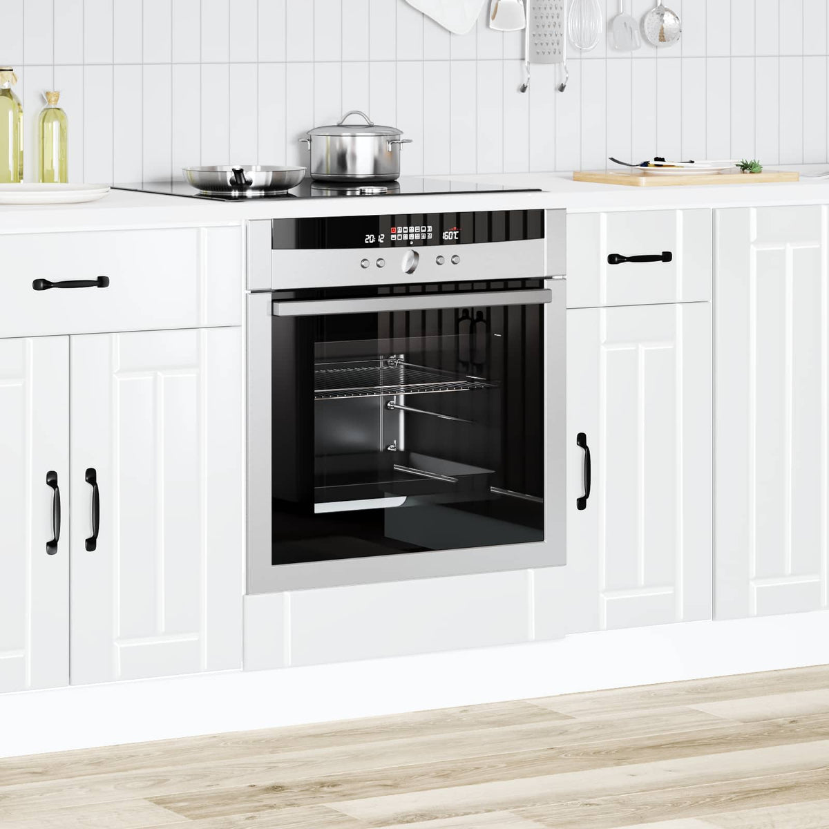 vidaXL Oven Cabinet "Lucca" High Gloss White Engineered Wood