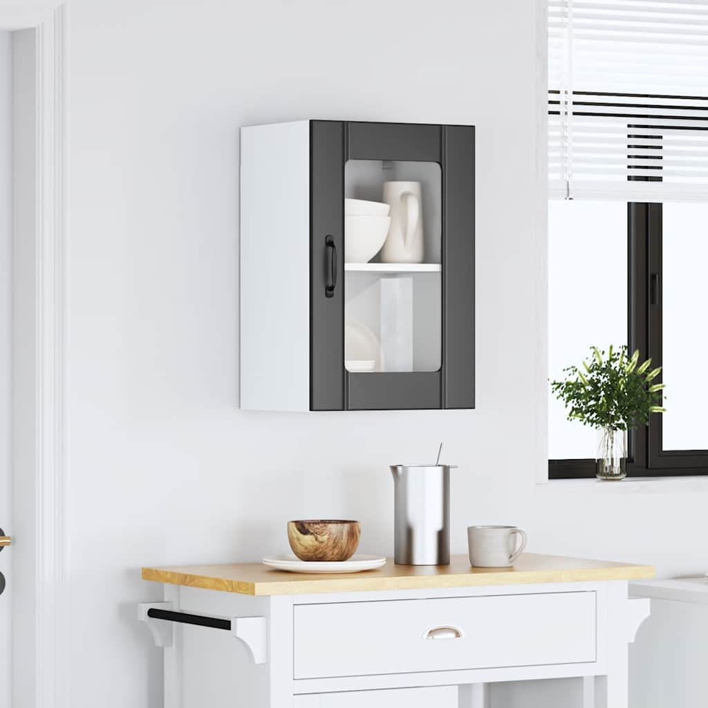 vidaXL Kitchen Wall Cabinet with Glass Door "Lucca" Black
