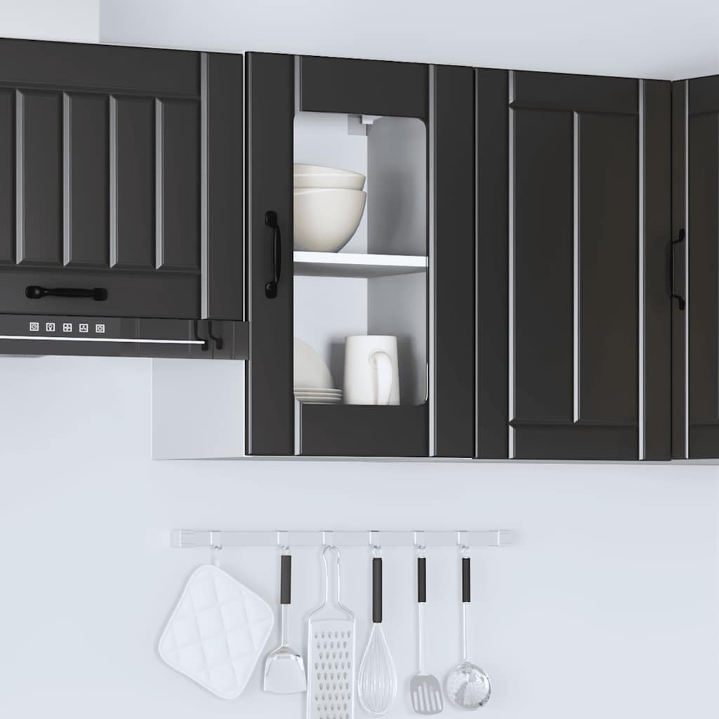 vidaXL Kitchen Wall Cabinet with Glass Door "Lucca" Black