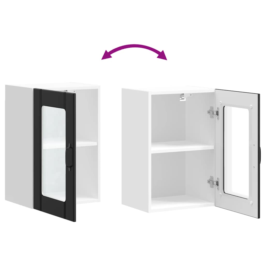 vidaXL Kitchen Wall Cabinet with Glass Door "Lucca" Black
