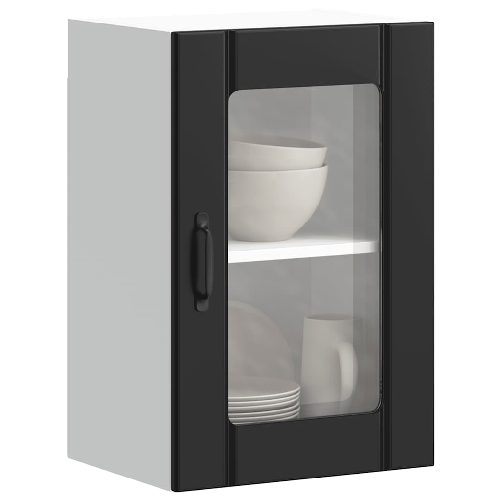 vidaXL Kitchen Wall Cabinet with Glass Door "Lucca" Black