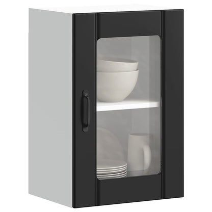 vidaXL Kitchen Wall Cabinet with Glass Door "Lucca" Black