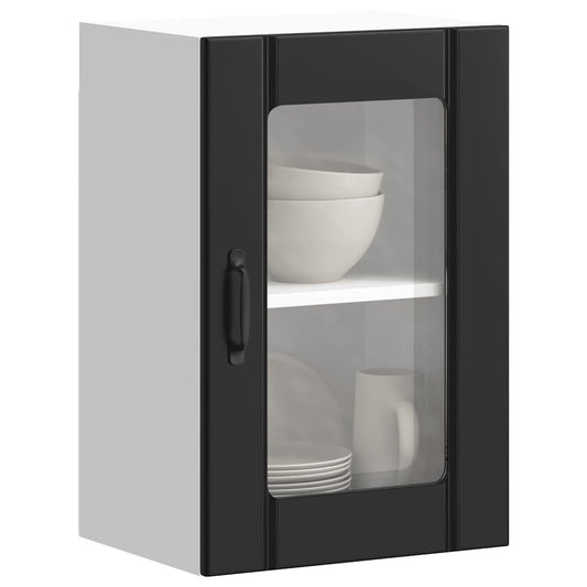 vidaXL Kitchen Wall Cabinet with Glass Door "Lucca" Black