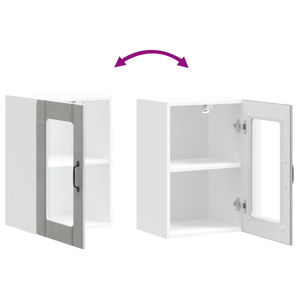 vidaXL Kitchen Wall Cabinet with Glass Door "Lucca" Concrete Grey