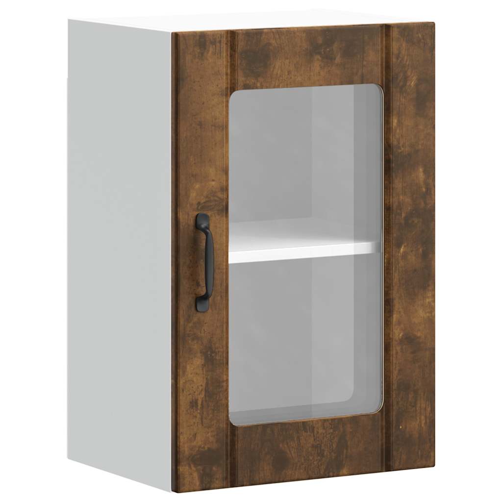 vidaXL Kitchen Wall Cabinet with Glass Door "Lucca" Smoked Oak