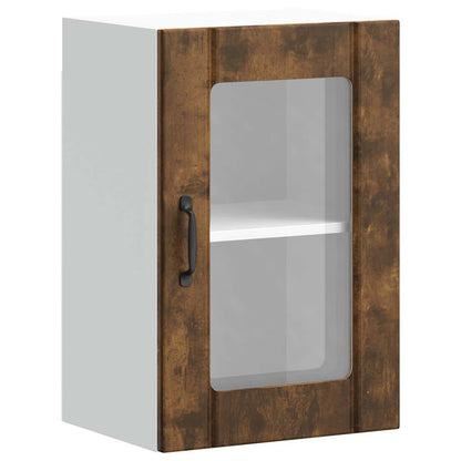 vidaXL Kitchen Wall Cabinet with Glass Door "Lucca" Smoked Oak