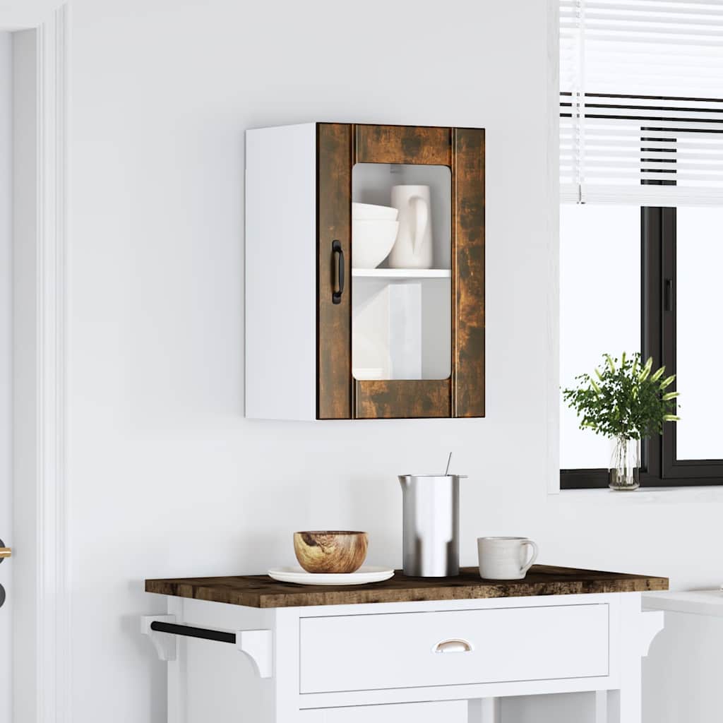 vidaXL Kitchen Wall Cabinet with Glass Door "Lucca" Smoked Oak