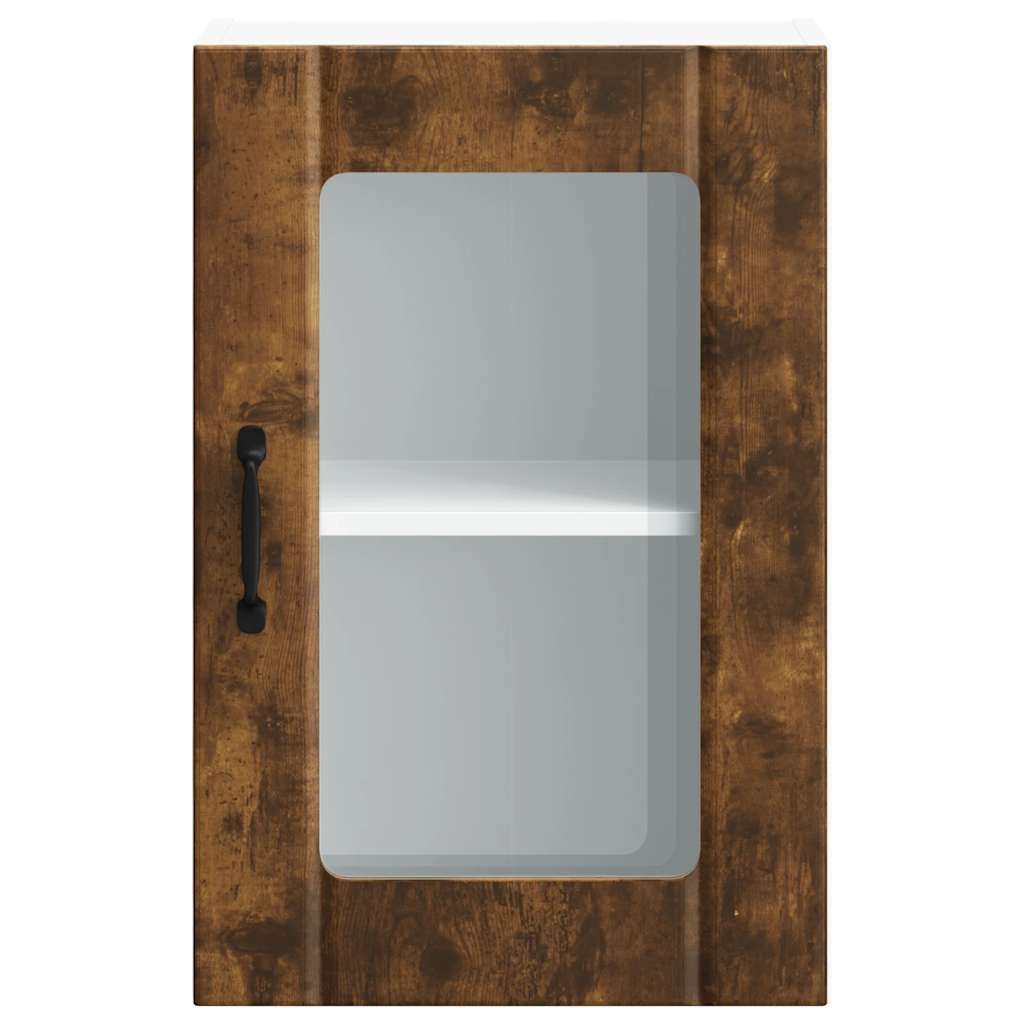vidaXL Kitchen Wall Cabinet with Glass Door "Lucca" Smoked Oak