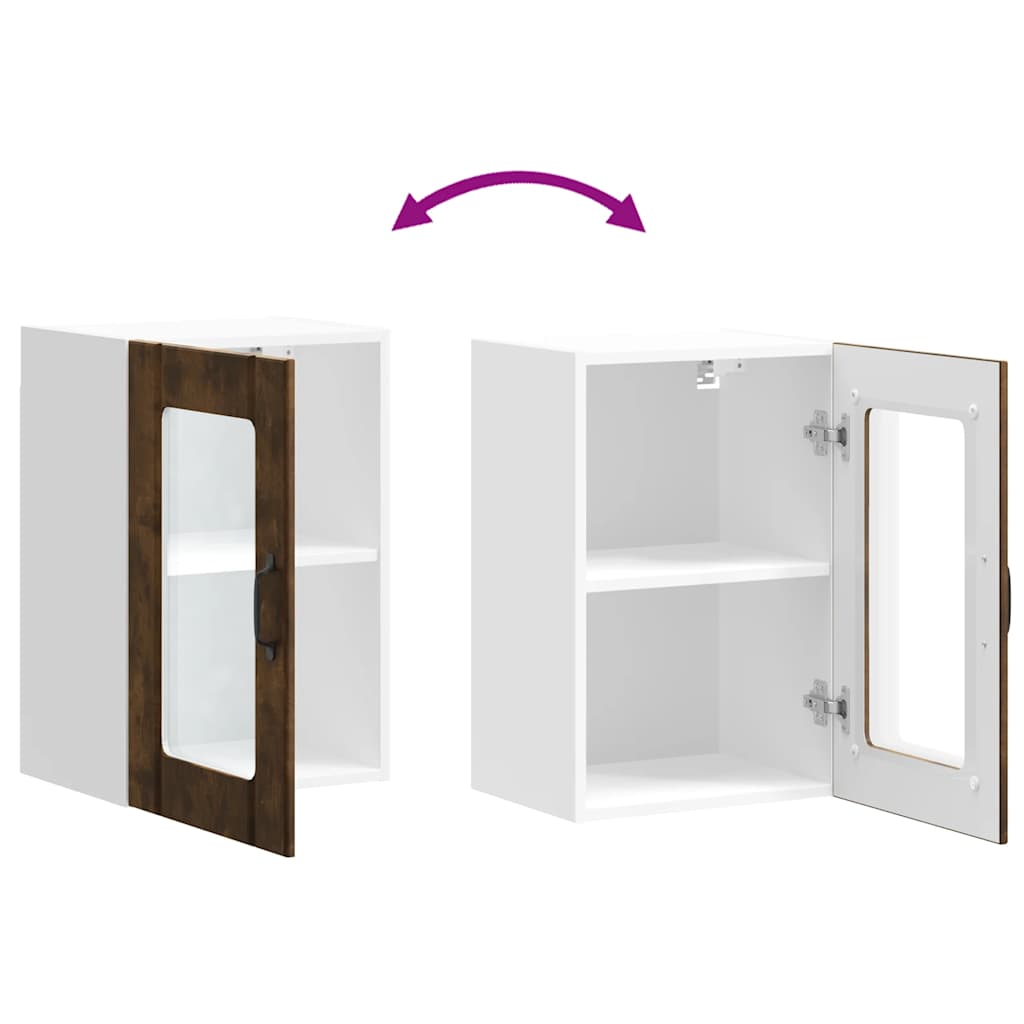 vidaXL Kitchen Wall Cabinet with Glass Door "Lucca" Smoked Oak