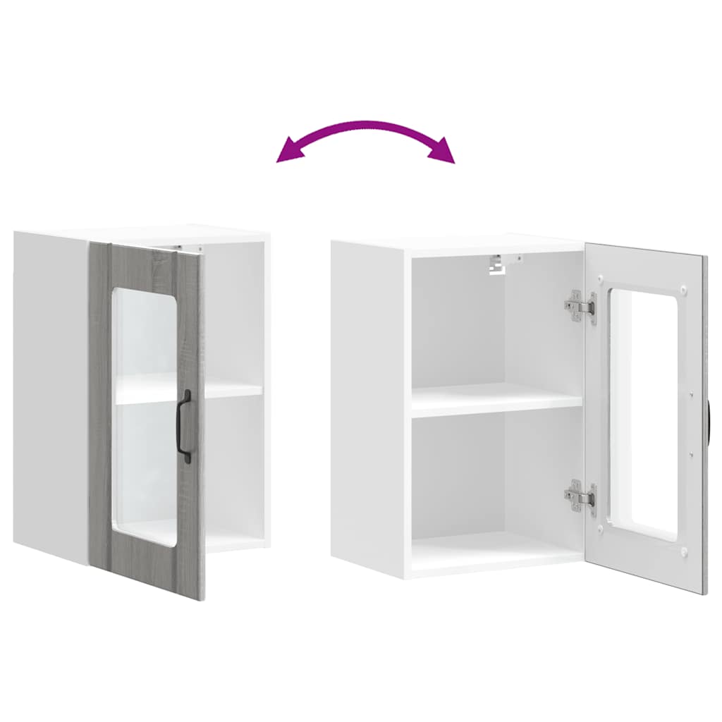 vidaXL Kitchen Wall Cabinet with Glass Door "Lucca" Grey Sonoma
