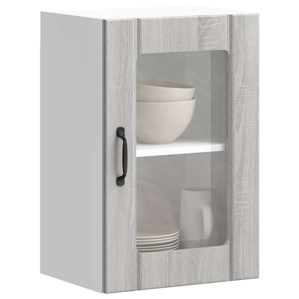 vidaXL Kitchen Wall Cabinet with Glass Door "Lucca" Grey Sonoma