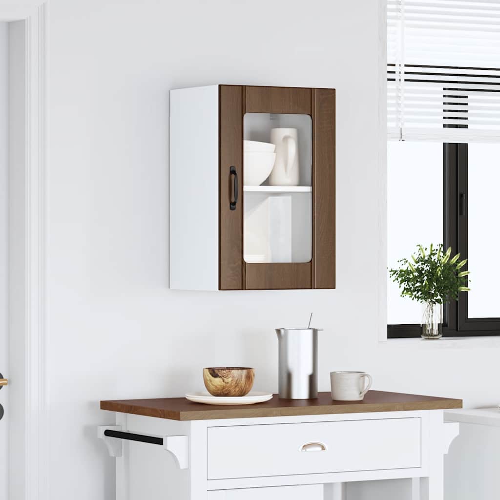vidaXL Kitchen Wall Cabinet with Glass Door "Lucca" Brown Oak