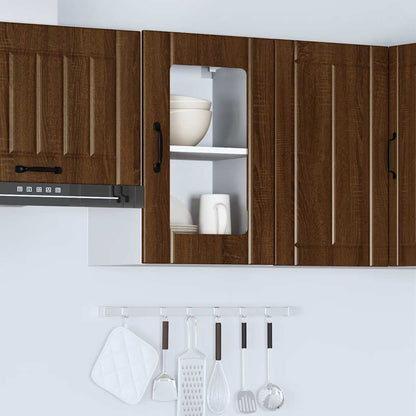 vidaXL Kitchen Wall Cabinet with Glass Door "Lucca" Brown Oak