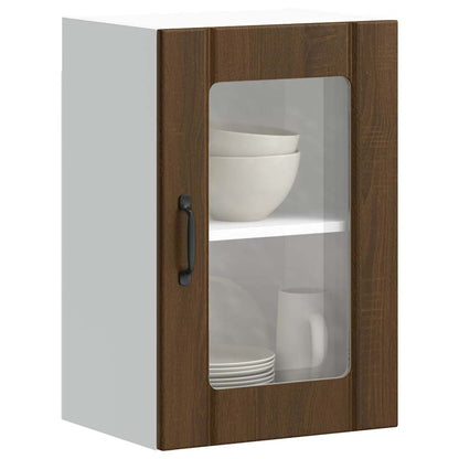 vidaXL Kitchen Wall Cabinet with Glass Door "Lucca" Brown Oak