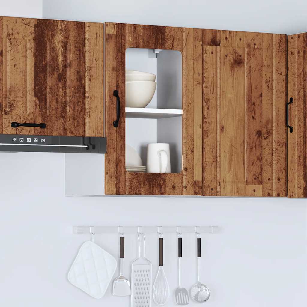vidaXL Kitchen Wall Cabinet with Glass Door "Lucca" Old Wood