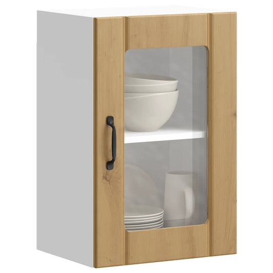 vidaXL Kitchen Wall Cabinet with Glass Door "Lucca" Artisan Oak