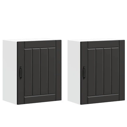 vidaXL Kitchen Wall Cabinets 2 pcs "Lucca" Black Engineered Wood
