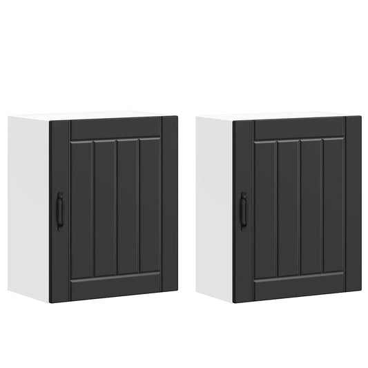 vidaXL Kitchen Wall Cabinets 2 pcs Lucca Black Engineered Wood
