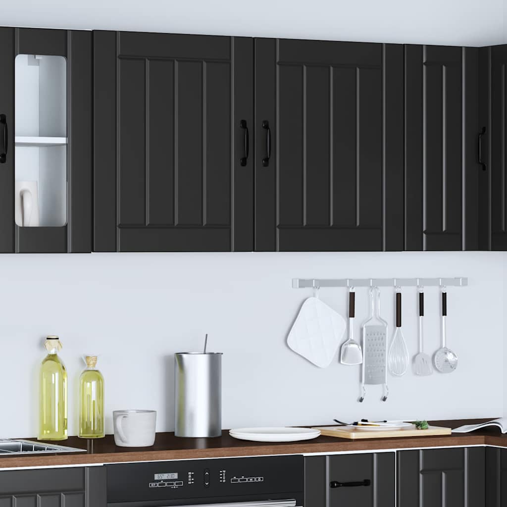 vidaXL Kitchen Wall Cabinets 2 pcs "Lucca" Black Engineered Wood