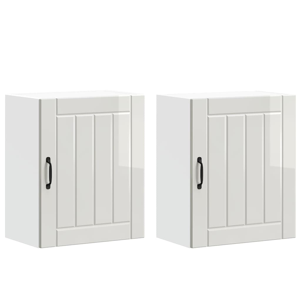 vidaXL Kitchen Wall Cabinets 2 pcs Lucca High Gloss White Engineered Wood