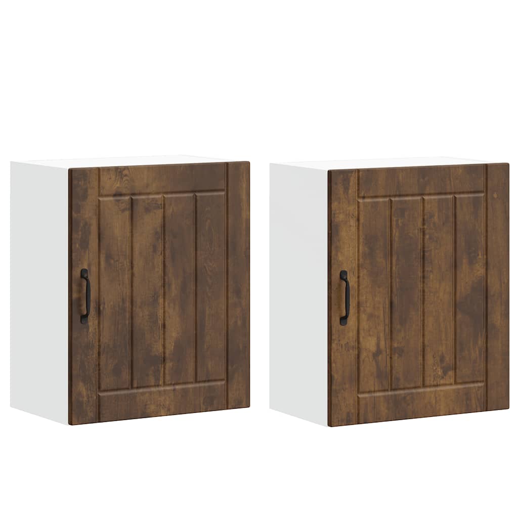 vidaXL Kitchen Wall Cabinets 2 pcs Lucca Smoked Oak Engineered Wood