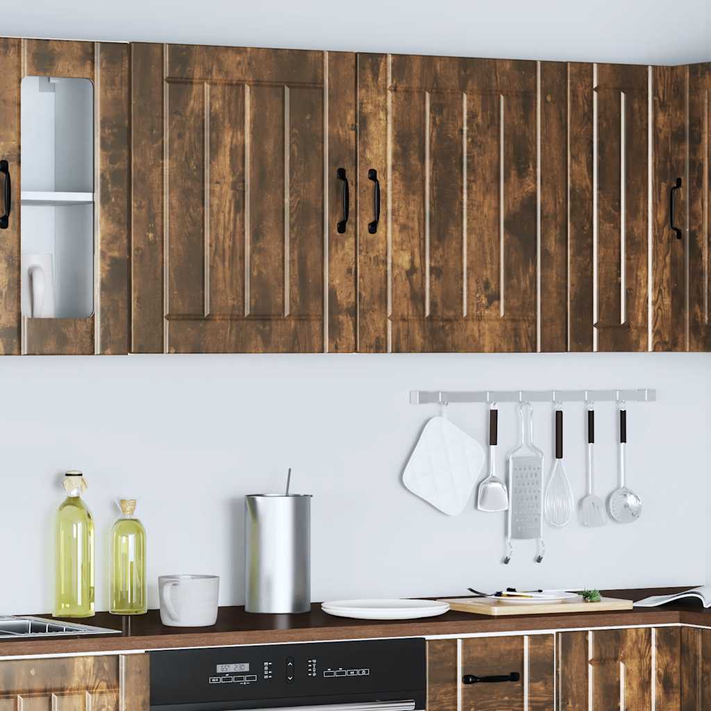 vidaXL Kitchen Wall Cabinets 2 pcs Lucca Smoked Oak Engineered Wood