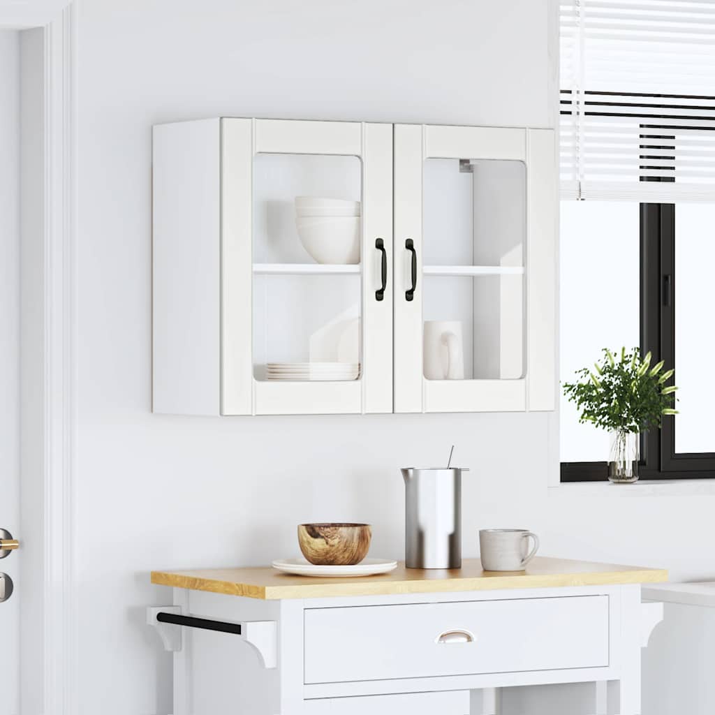 vidaXL Kitchen Wall Cabinet with Glass Door "Lucca" White Engineered Wood