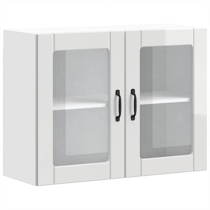 vidaXL Kitchen Wall Cabinet with Glass Door Lucca High Gloss White Engineered Wood