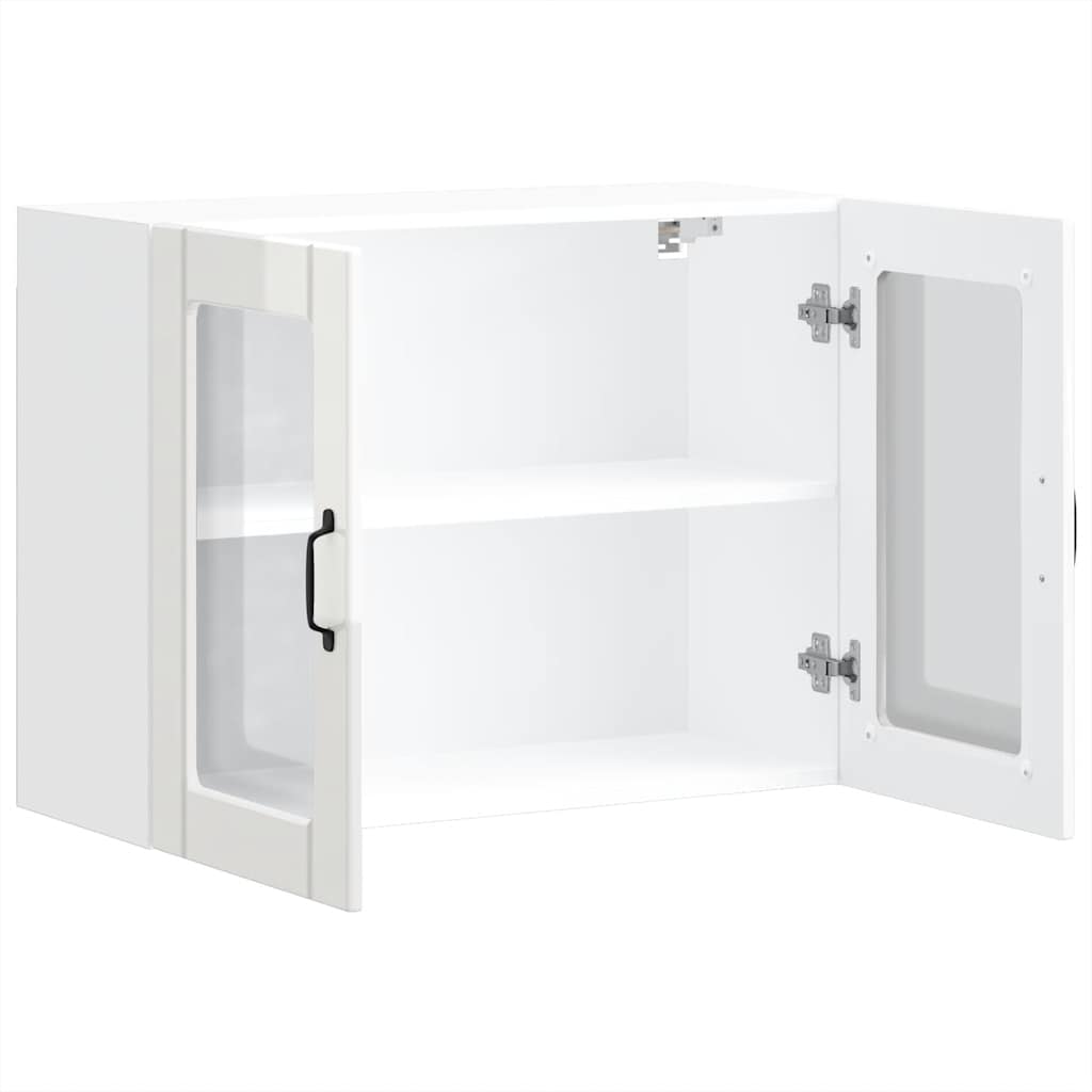 vidaXL Kitchen Wall Cabinet with Glass Door Lucca High Gloss White Engineered Wood