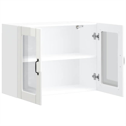 vidaXL Kitchen Wall Cabinet with Glass Door Lucca High Gloss White Engineered Wood
