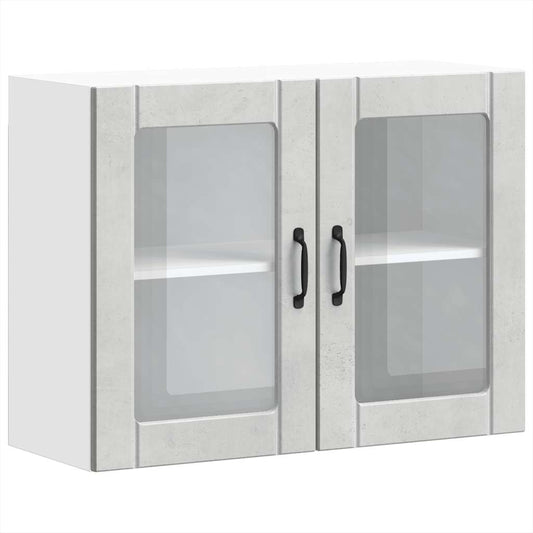 vidaXL Kitchen Wall Cabinet with Glass Door "Lucca" Concrete Grey Engineered Wood