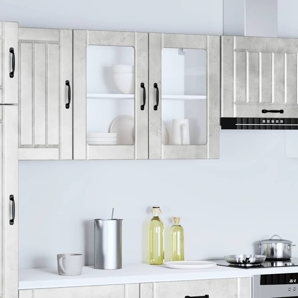 vidaXL Kitchen Wall Cabinet with Glass Door "Lucca" Concrete Grey