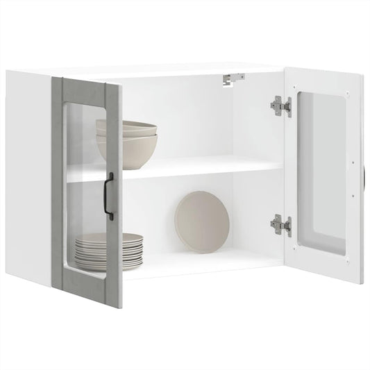 vidaXL Kitchen Wall Cabinet with Glass Door "Lucca" Concrete Grey Engineered Wood