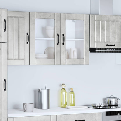 vidaXL Kitchen Wall Cabinet with Glass Door "Lucca" Concrete Grey