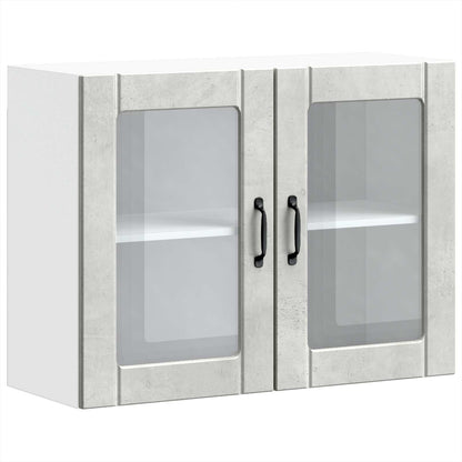 vidaXL Kitchen Wall Cabinet with Glass Door "Lucca" Concrete Grey