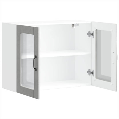 vidaXL Kitchen Wall Cabinet with Glass Door "Lucca" Concrete Grey