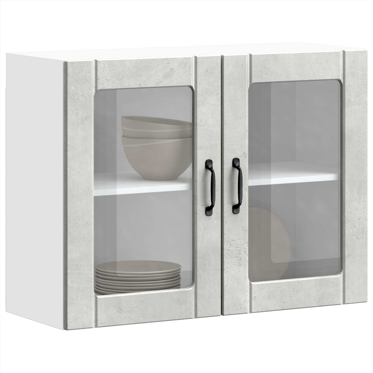 vidaXL Kitchen Wall Cabinet with Glass Door "Lucca" Concrete Grey