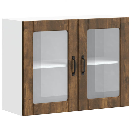 vidaXL Kitchen Wall Cabinet with Glass Door "Lucca" Smoked Oak Engineered Wood