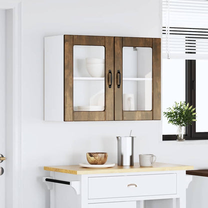 vidaXL Kitchen Wall Cabinet with Glass Door "Lucca" Smoked Oak Engineered Wood