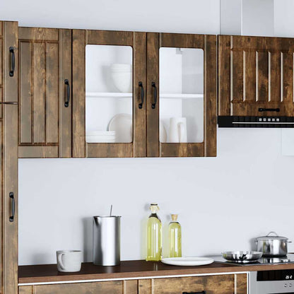 vidaXL Kitchen Wall Cabinet with Glass Door "Lucca" Smoked Oak Engineered Wood