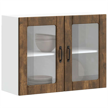 vidaXL Kitchen Wall Cabinet with Glass Door "Lucca" Smoked Oak Engineered Wood