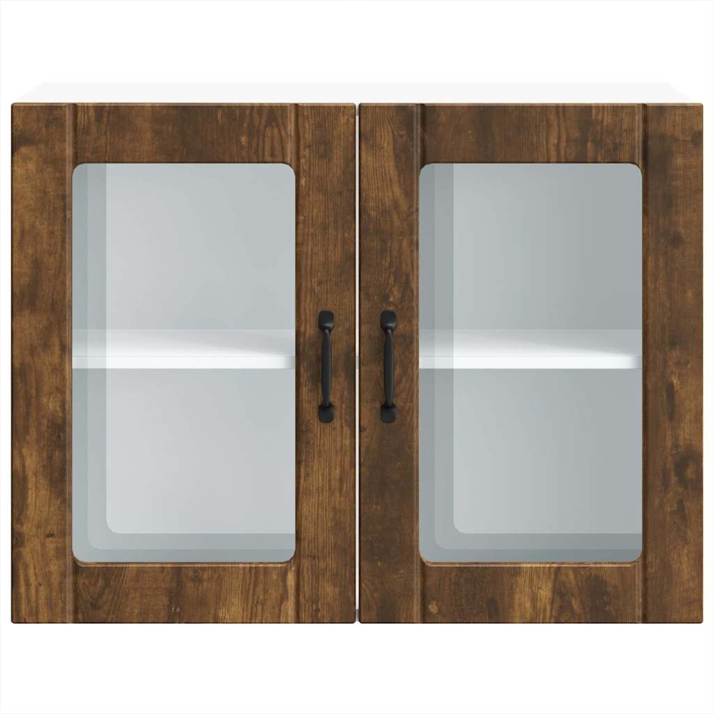 vidaXL Kitchen Wall Cabinet with Glass Door "Lucca" Smoked Oak Engineered Wood