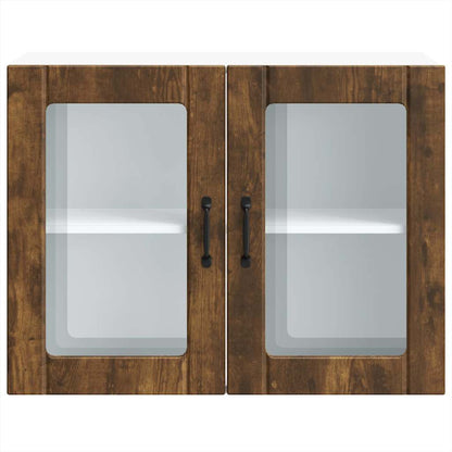 vidaXL Kitchen Wall Cabinet with Glass Door "Lucca" Smoked Oak Engineered Wood