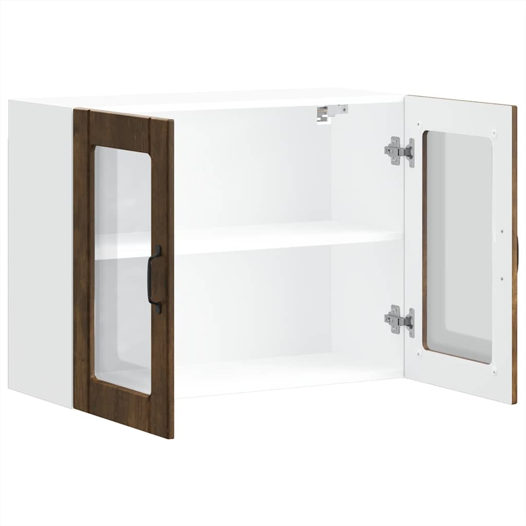 vidaXL Kitchen Wall Cabinet with Glass Door "Lucca" Smoked Oak Engineered Wood