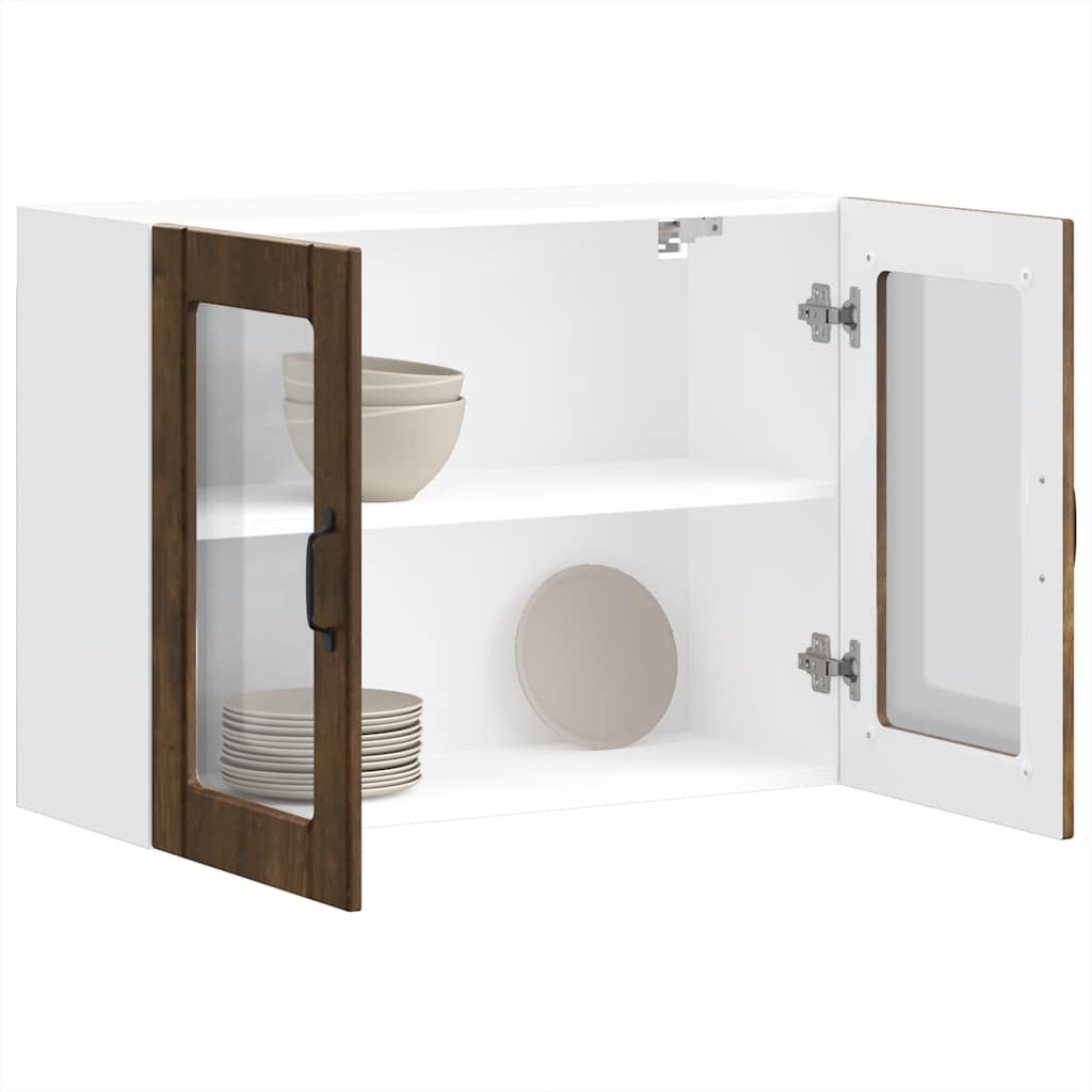vidaXL Kitchen Wall Cabinet with Glass Door "Lucca" Smoked Oak Engineered Wood