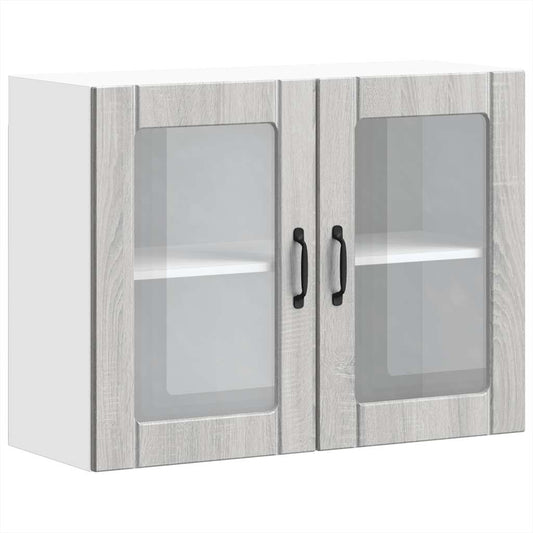vidaXL Kitchen Wall Cabinet with Glass Door "Lucca" Grey Sonoma Engineered Wood