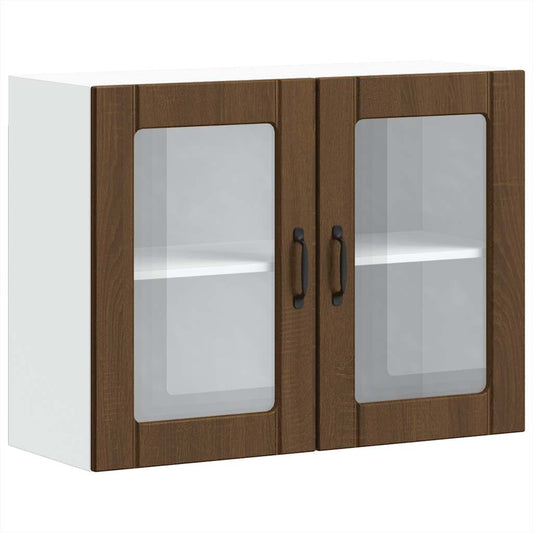 vidaXL Kitchen Wall Cabinet with Glass Door "Lucca" Brown Oak Engineered Wood