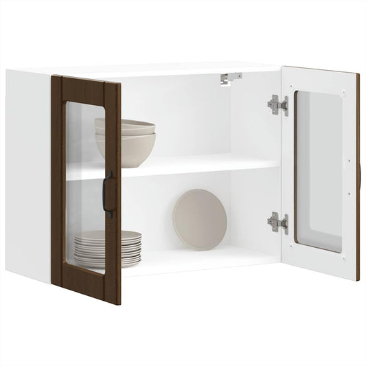 vidaXL Kitchen Wall Cabinet with Glass Door "Lucca" Brown Oak Engineered Wood